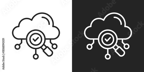 Monitoring Icon In Line Version On Black And White Background