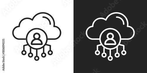 Identify Icon In Line Version On Black And White Background