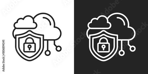 Privacy Icon In Line Version On Black And White Background