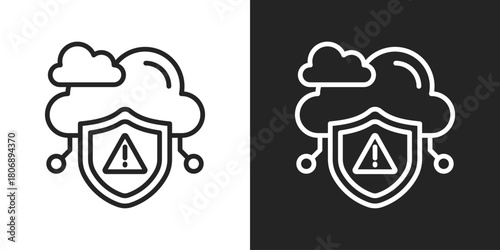 Risk Icon In Line Version On Black And White Background