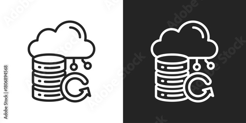 Backup Icon In Line Version On Black And White Background