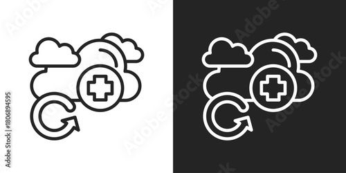 Recovery Icon In Line Version On Black And White Background