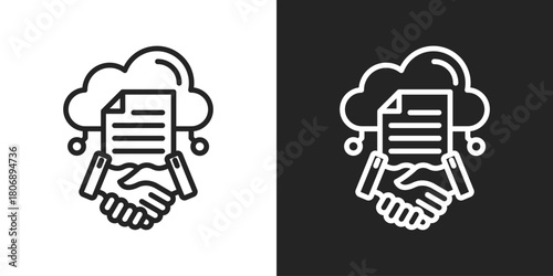 Contracts Icon In Line Version On Black And White Background