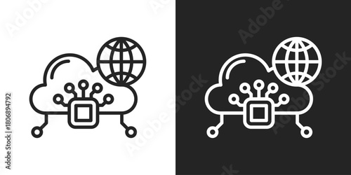 Architecture Icon In Line Version On Black And White Background