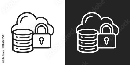 Encryption Icon In Line Version On Black And White Background