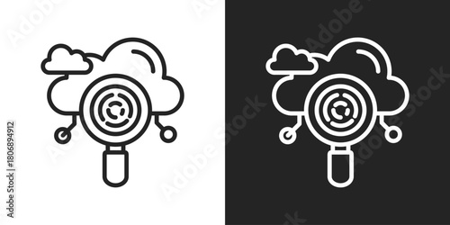 Forensics Icon In Line Version On Black And White Background