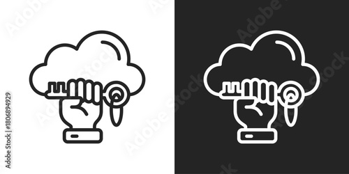 Ownership Icon In Line Version On Black And White Background