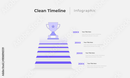 Clean Modern Timeline Infographic Template for Achievement Steps