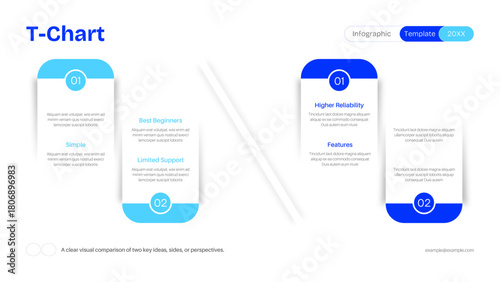 T Chart Infographic Modern Template Business Comparison Diagram