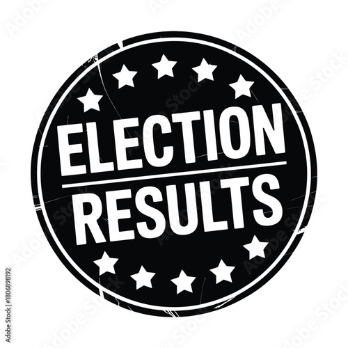 Election results stamp with stars and grunge texture