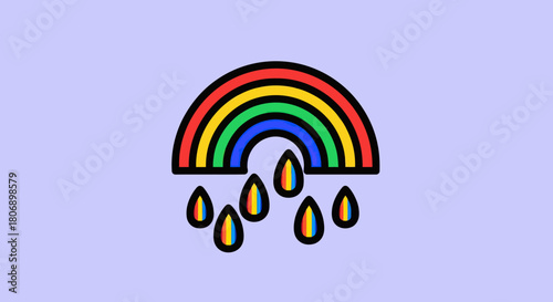 Colorful Rainbow with Raindrops Illustration - Symbol of Hope and Positivity.