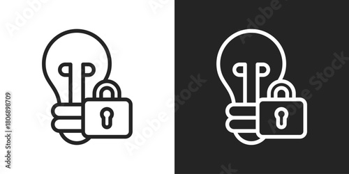 Intellectual Property Icon In Line Version On Black And White Background