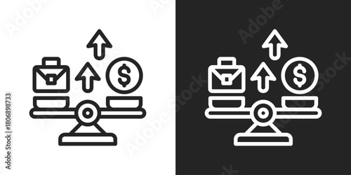 Salary Increase Icon In Line Version On Black And White Background