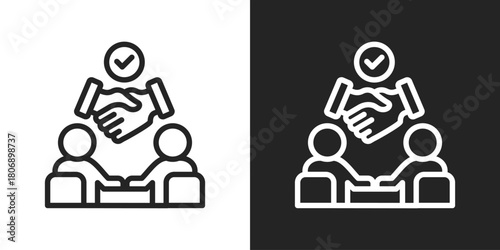 Joint Venture Icon In Line Version On Black And White Background