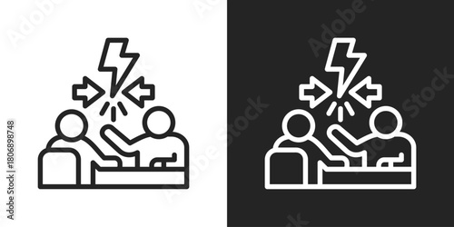 Conflict Resolution Icon In Line Version On Black And White Background