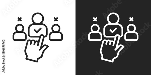 Selection Icon In Line Version On Black And White Background