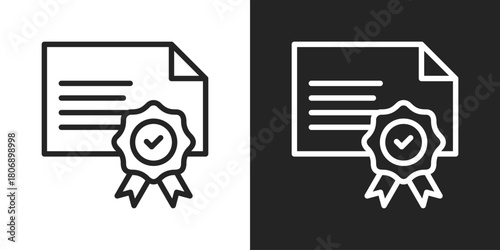 Licensing Icon In Line Version On Black And White Background