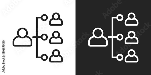 Organization Structure Icon In Line Version On Black And White Background