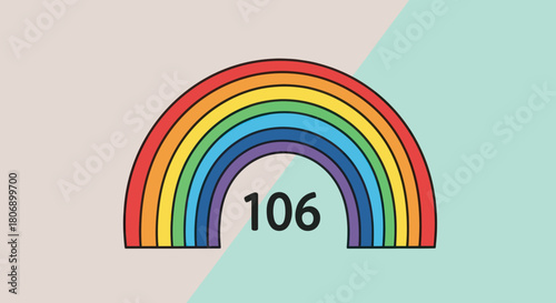 Colorful Rainbow Arch with Number 106 Centered.