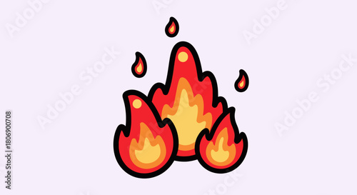 Cartoon Flames with Black Outline on Light Background.
