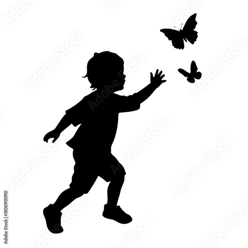 silhouette of a girl with a butterfly