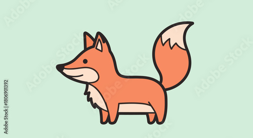 Cartoon fox illustration with orange fur and white accents standing proudly.
