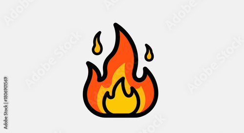 Cartoon Fire Illustration with Orange and Yellow Flames.