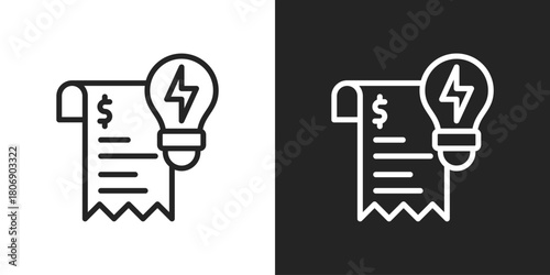 electrical bill Icon In Line Version On Black And White Background