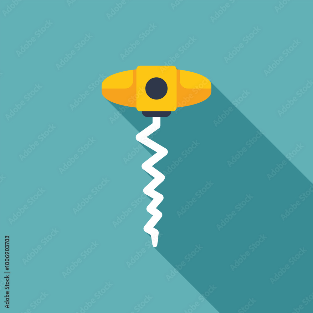 Fototapeta premium Simple corkscrew icon with long shadow, representing wine tasting and celebration