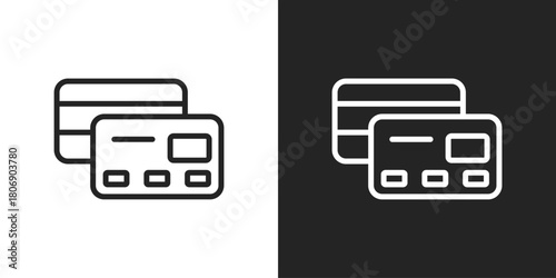 Free Download credit card Icon In Line Version On Black And White Background - GFXLoad