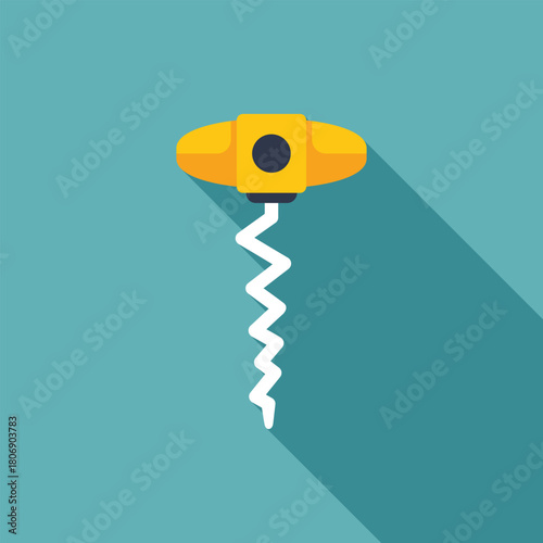 Simple corkscrew icon with long shadow, representing wine tasting and celebration