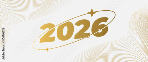 Elegant 2026 luxury banner featuring gold metallic elements, premium textures, soft gradients, and refined typography. Ideal for exclusive events and promotions