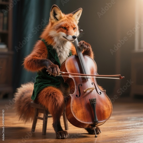 Anthropomorphic fox plays t...