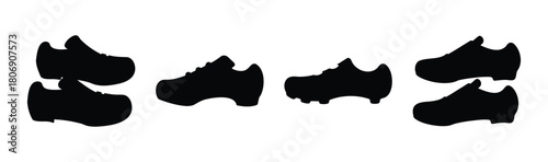Silhouettes of various athletic and casual shoes on white