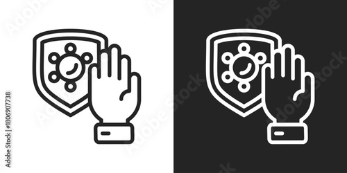 Preventive Icon In Line Version On Black And White Background