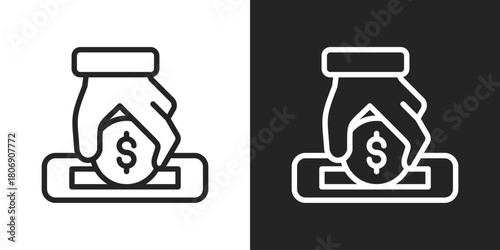 deposit Icon In Line Version On Black And White Background