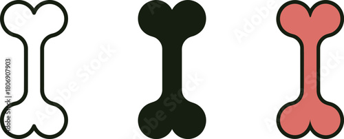 Three dog bones in varying colors for veterinary and pet themed designs