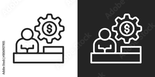 Administrator Icon In Line Version On Black And White Background