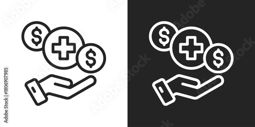 Medical Cost Icon In Line Version On Black And White Background