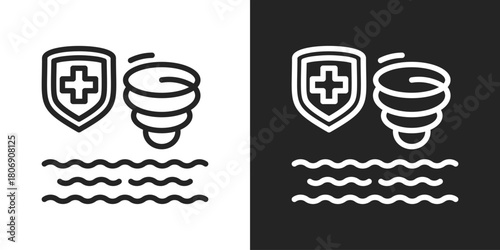 Catastrophic Icon In Line Version On Black And White Background