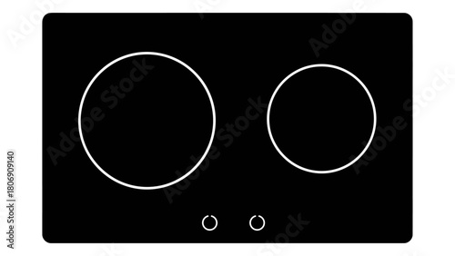 Smart cooktop isolated on white background, smart heat control surfaces for modern kitchen, sleek design and efficient c