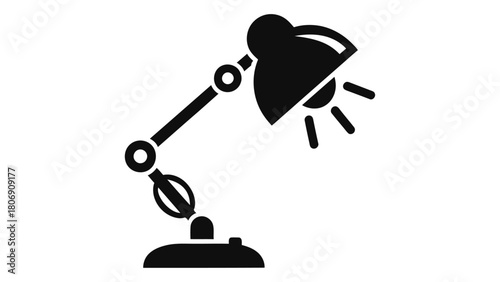 Smart desk lamp icon representing adjustable illumination and smart control isolated on white background modern lighting