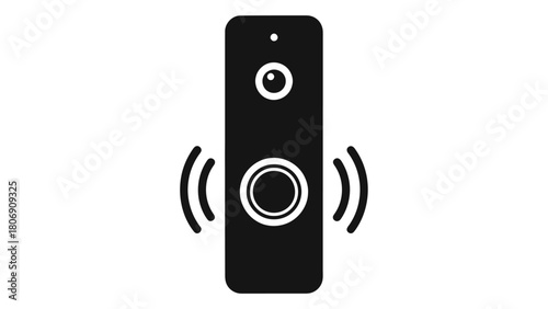 Smart doorbell icon isolated on white background, a modern home security system with video door alert and remote chime,