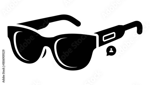 Smart glasses icon isolated on white background augmented display and connected notifications, enhancing user experience