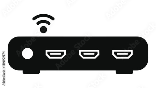 Smart hdmi switcher for multisource hdmi control isolated on white background the device allows switching between hdmi s