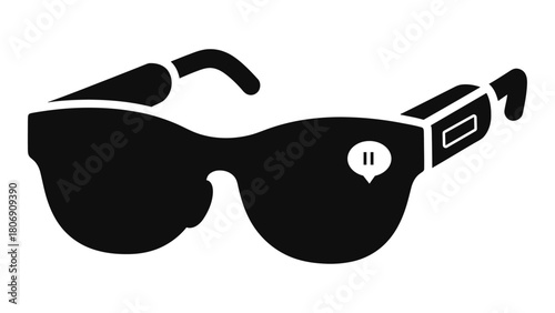 Smart glasses icon isolated on white background, augmented display and connected notifications, wearable technology, mod