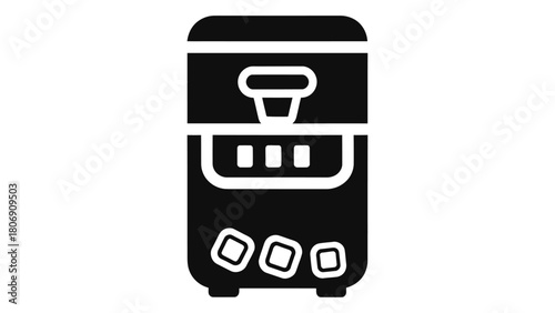 Smart ice maker icon isolated on white background, automated ice production, modern kitchen appliance, simple design, bl
