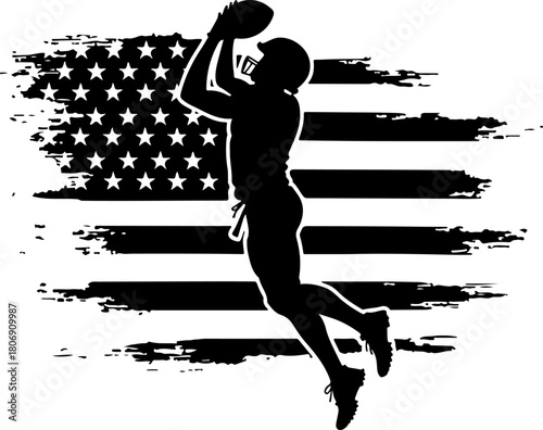 Silhouettes of American Football Players in Action
