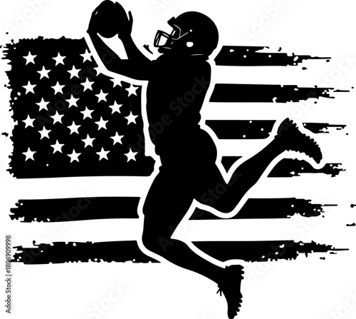 Silhouettes of American Football Players in Action