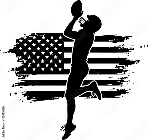 Silhouettes of American Football Players in Action